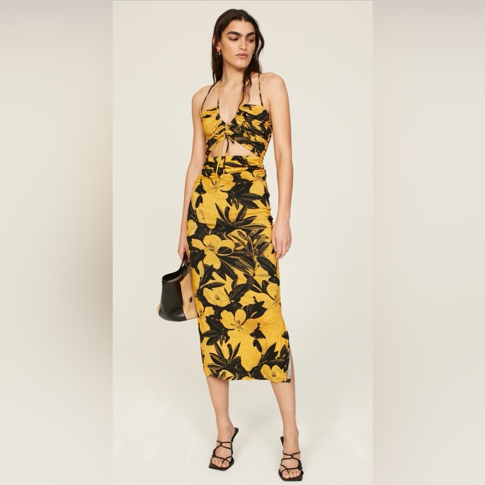 LIKE NEW All Saints Black and Yellow Amaya Alessandra Dress